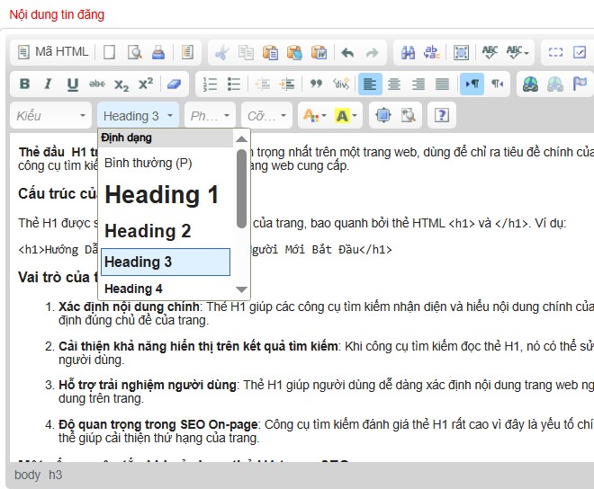 thẻ h1 trong seo